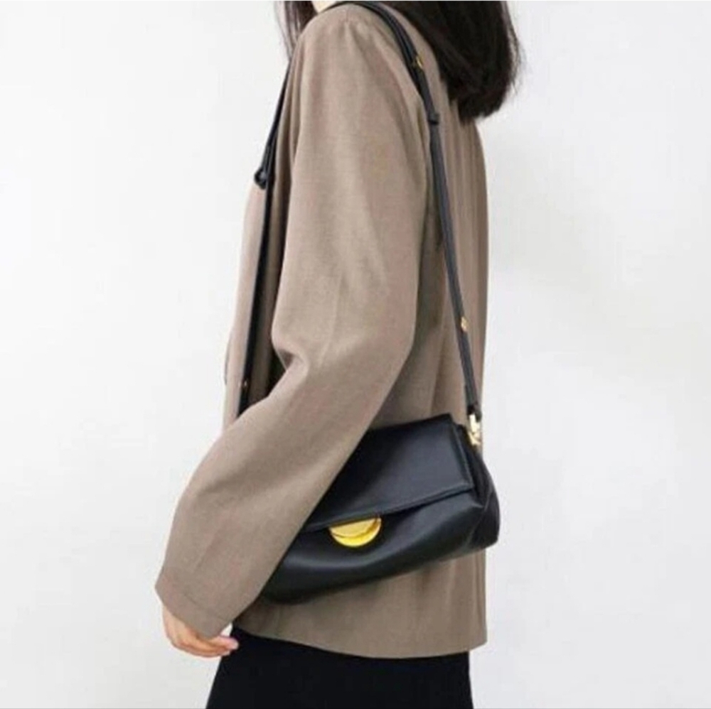 Minimalist Black Leather Shoulder/Crossbody Bag, NWOT